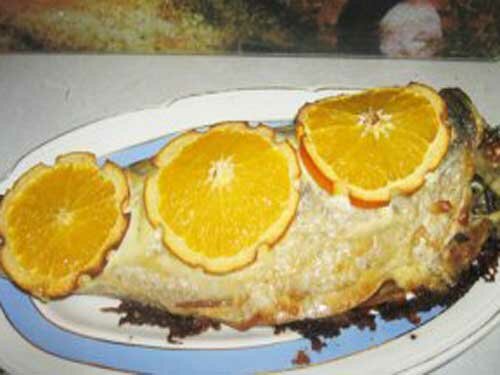 Рыба с грибами и апельсинами - рецепт