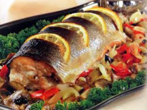 Рыба с овощами и грибами - рецепт